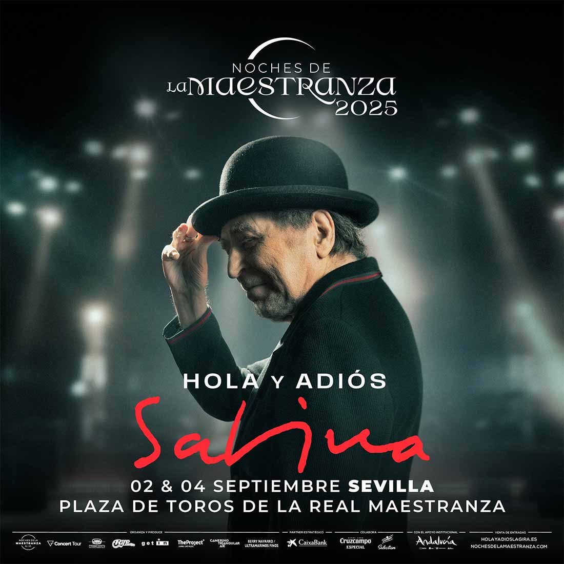 cartel concierto Joaquin Sabina Maestranza 2025 gira hola y adios 2 y 4 de septiembre